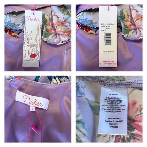 New! PARKER Ana Combo Floral Ruffle Romper - Picture 8 of 8